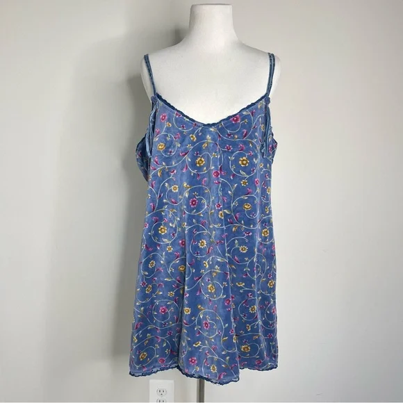 Vintage Victorias Secret Country Velour Velvet Ditsy Floral Lace Trim Tank Top - Picture 6 of 17